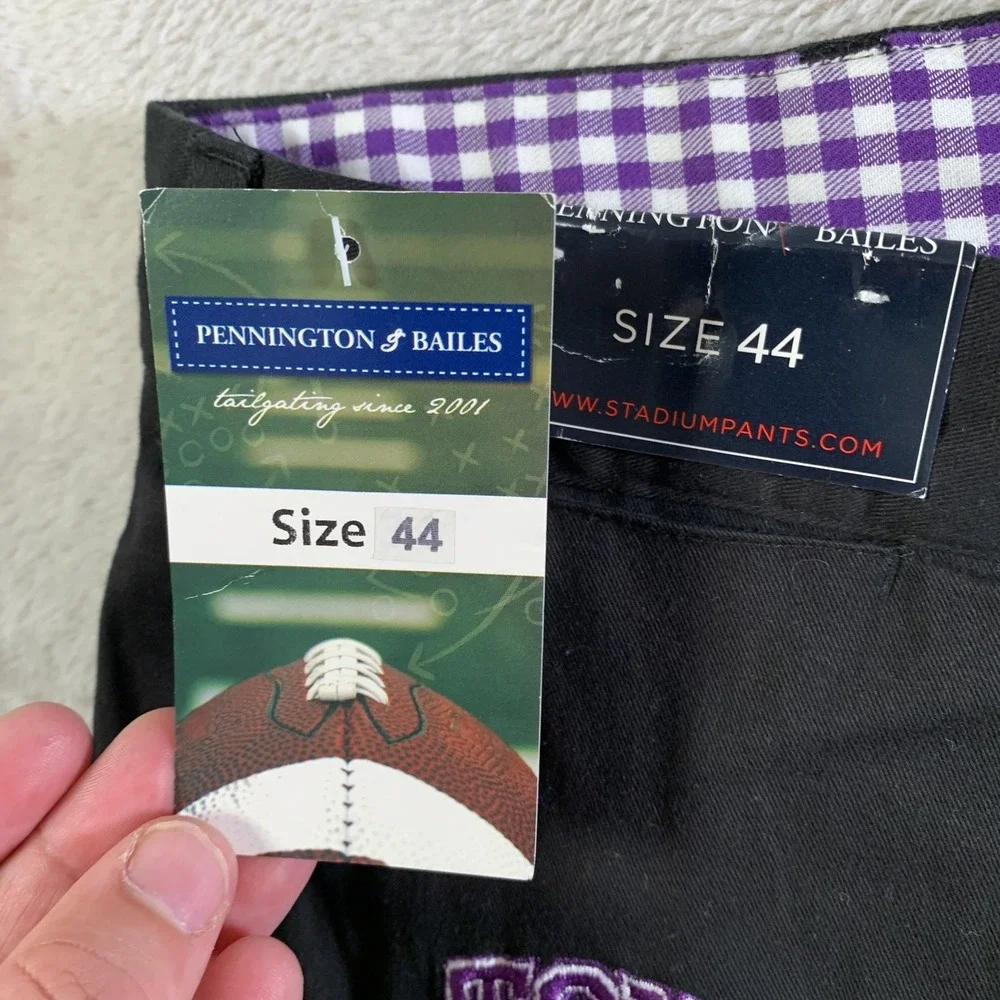 TCU Horned Frogs Pants‎ Mens 42x36 (Tag 44) Black Purple Pennington & Bailes NEW